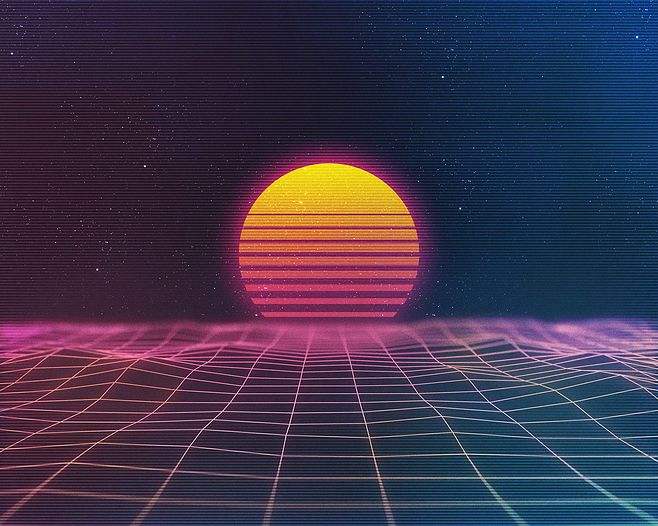 Synthwave 网格与数码日出