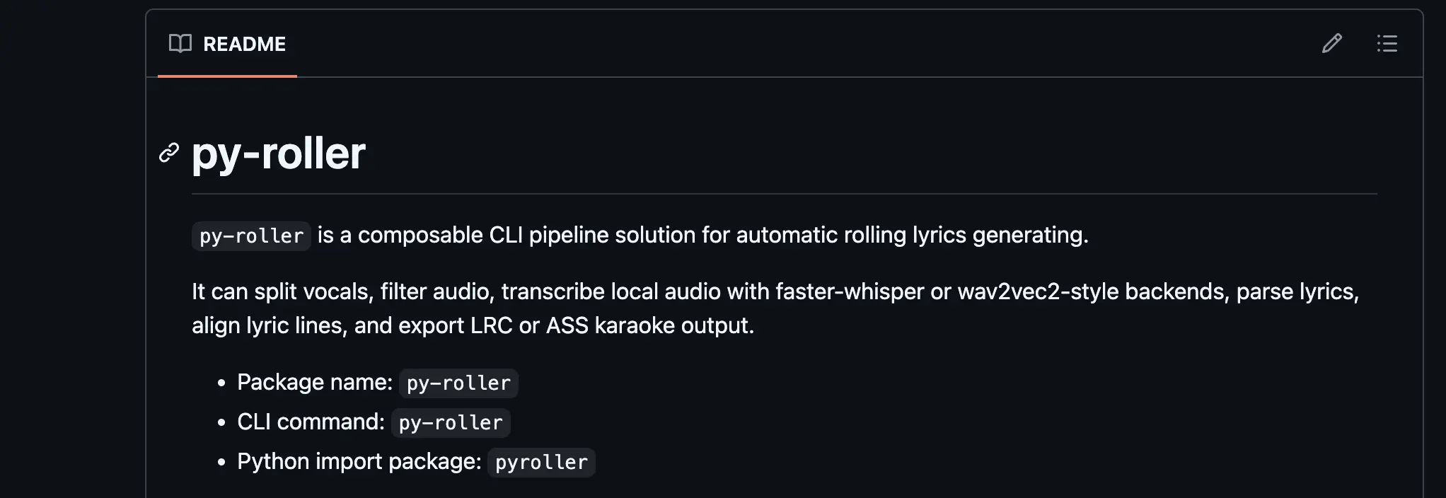 我们正在开发 py-roller：自动生成滚动歌词时间轴的命令行工具
